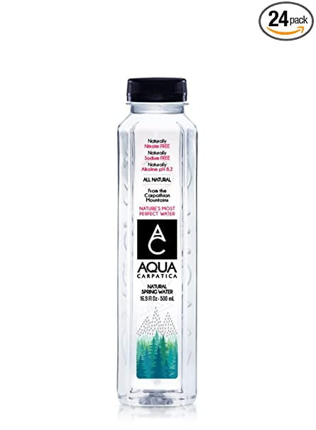 Aqua Carpatica Natural Spring Water Bottles, Naturally Filtered Alkaline Pure Water, 500ml / 16.9 Oz. Pack Of 6