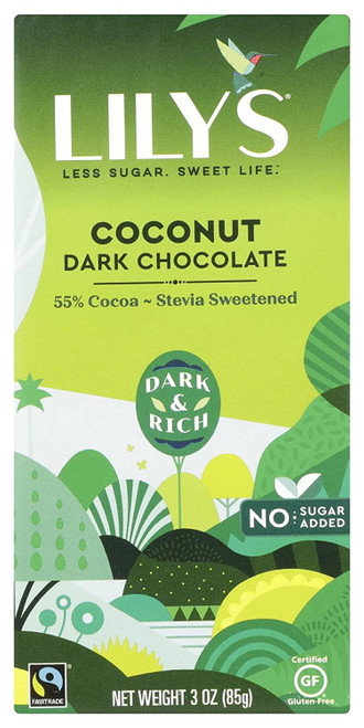 Lily's Sweets, Coconut Dark Chocolate Bar, 3 Ounce