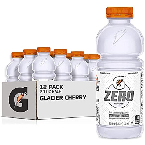 Gatorade Zero Sugar Thirst Quencher, Glacier Cherry, 20 Fl Oz (pack Of 12)