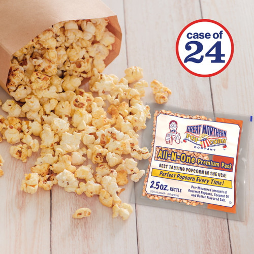 Great Northern Popcorn 2.5-ounce Popcorn Packs With Salt, Oil, And Kernels, 24 Case