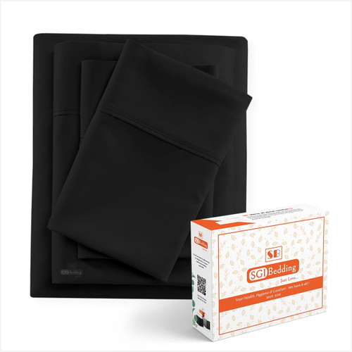 Sgi Bedding Queen Size Black 4pc Sheet Set 15" Deep Microfiber Made