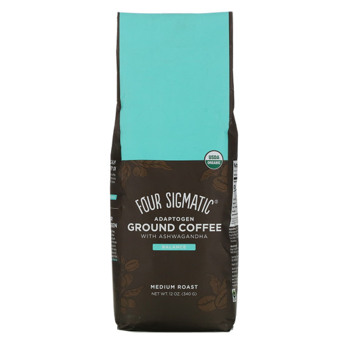 Four Sigmatic Adaptogens Coffee With Ashwagandha, Ground, Medium Roast, Balance, 12 Oz (340 G)