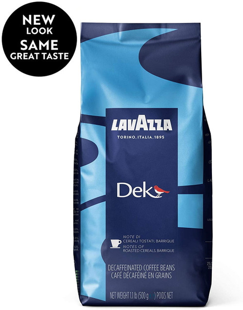 Lavazza Dek Whole Bean Coffee Blend, Decaffeinated Dark Espresso Roast, 1.1-pound Bag