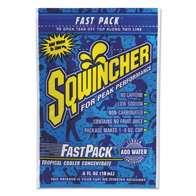 Sqwincher Fast Pack Concentrated Activity Drink, Tropical Cooler, 6oz Pack, 200/carton