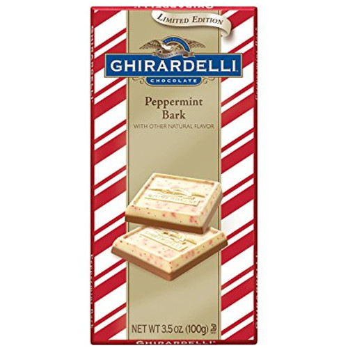 Ghirardelli Peppermint Bark Milk Chocolate Bar, Holiday Candy Christmas Gift, 3.5 Oz, Pack Of 4