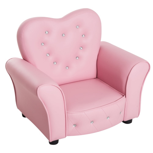 Kids Princess Sofa Chair Pvc Tufted Upholstered  Seat - Pink
