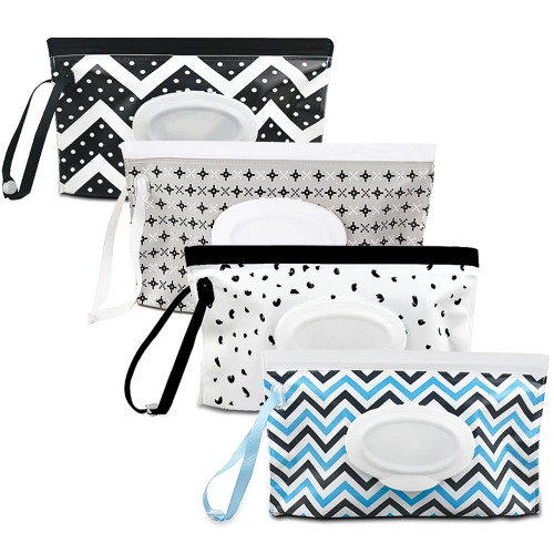 Baby Wipe Dispenser, 4 Pack Portable Wipe Holder, Reusable Travel Size Wet Wipe Pouch