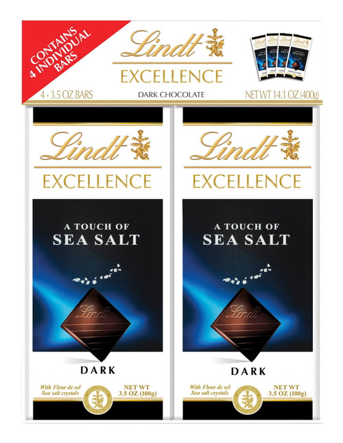 Lindt Excellence Sea Salt Dark Chocolate Bar, 4 Ct. 3.5 Oz.