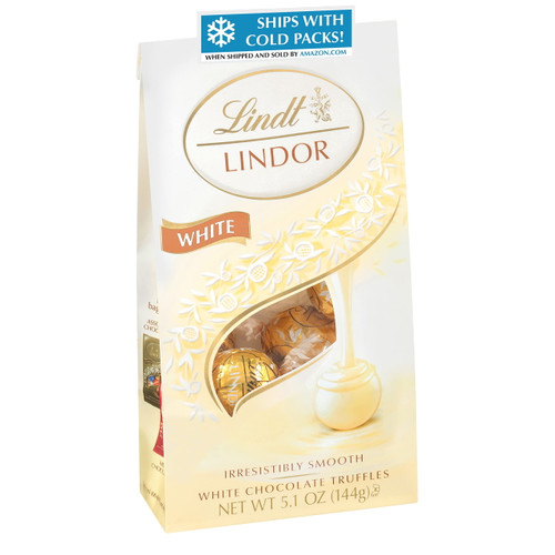 Lindt Lindor White Chocolate Truffles, White Chocolate Candy With Smooth, Melting Truffle Center, Great For Gift Giving, 5.1 Oz. Bag (6 Pack)
