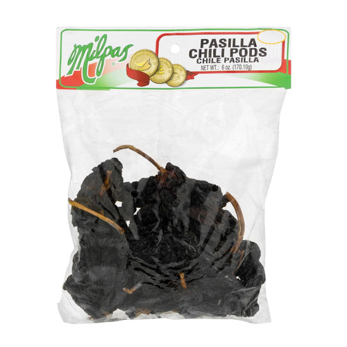 Milpas Pasilla Chili Pods, Are Whole Pasilla Chiles That Are Dried, Inspected, And Packed In A 6.0 Oz Clear Cello Bag To Ensure Quality And Freshness.