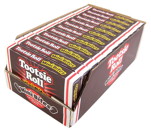 Tootsie Roll Mini Bites Candy Coated Chews Movie Theater Box, 3.5 Oz (case Of 12)