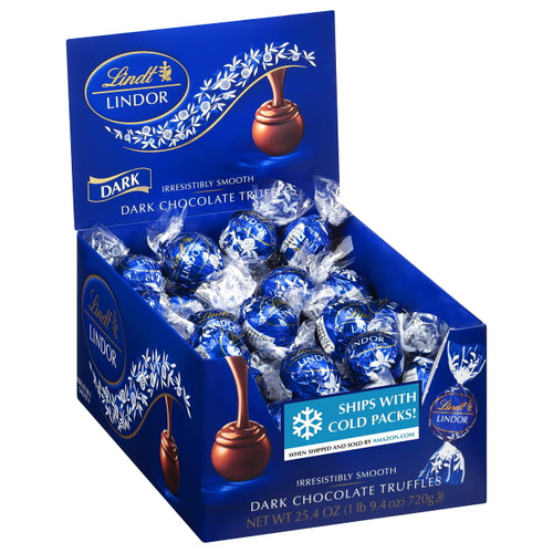 Lindt Lindor Dark Chocolate Truffles, Dark Chocolate Candy With Smooth, Melting Truffle Center, Great For Gift Giving, 25.4 Oz., 60 Count