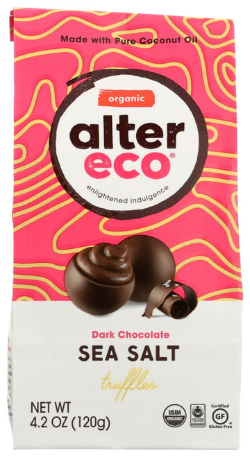 Alter Eco Americas Organic Dark Chocolate Sea Salt Truffles, 4.2 Ounce - 10 Per Pack -- 8 Packs Per Case.