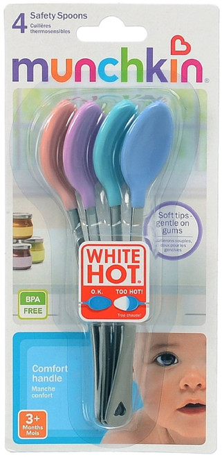 Munchkin White Hot Safety Spoons, Assorted 4 Ea (pack Of 3)