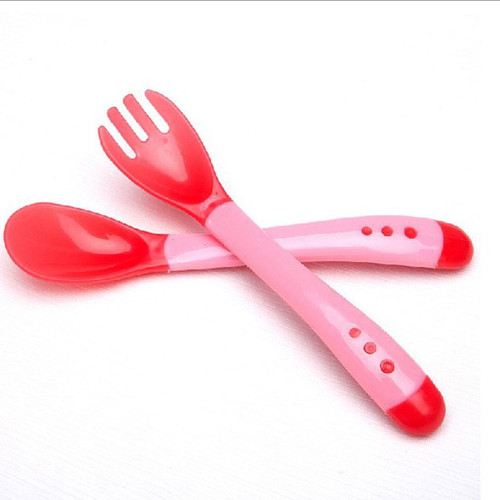 2pcs Baby Spoons Temperature Sensing Spoon Kids Tableware Infant Feeding Tools,chew Friendly 100% Silicone, Bpa Free