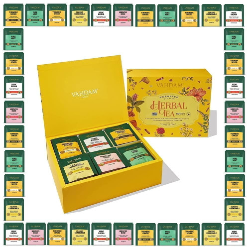 Vahdam, Herbal Tea Sampler - 60 Tea Bags |100% Natural And Caffeine Free Tea Bags - 6 Flavors, 10 Tea Bags Each | Assorted Herbal Tea Variety Pack