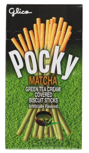 Ninechef Bundle - Glico Pocky Matcha Green Tea Cream Covered Biscuit Stick Snack 2.47oz  + 1 Ninechef Chopstick