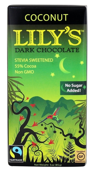 Lily's Dark 55% Chocolate Stevia Sweetened Coconut 3 Oz (pack Of 2 Bars)
