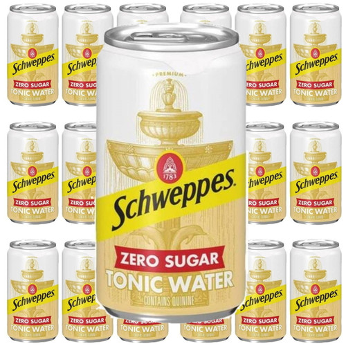 Schweppes Zero Sugar Tonic Water 7.5oz Mini Cans, 12 Units