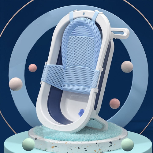 31‘’ Folding Baby Bathtub Travel Bathtub Newborn Tub With Support Baby Bath Seat Shower Mat To Recline Or Sit Up For 0-6y Infants And Toddlers,blue