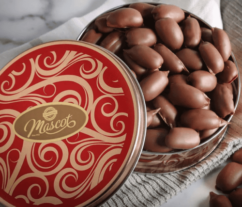 Mascot Pecan Since 1955 Milk Chocolate Covered Pecans Gift Tin - 1 Pound