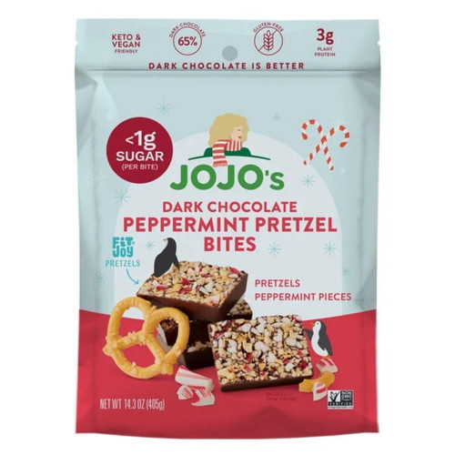 Jojo's Dark Chocolate Peppermint Pretzel Bites, 14.3 Ounce