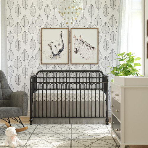 Little Seeds Raven 3-in-1 Metal Crib, Nursery Furniture, Black