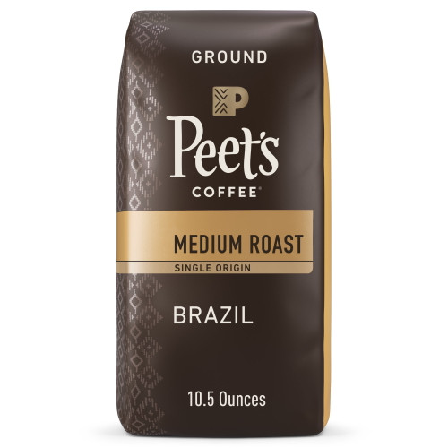 Peet's Coffee Single Origin Brazil, Medium Roast Ground Coffee, 10.5 Oz Bag