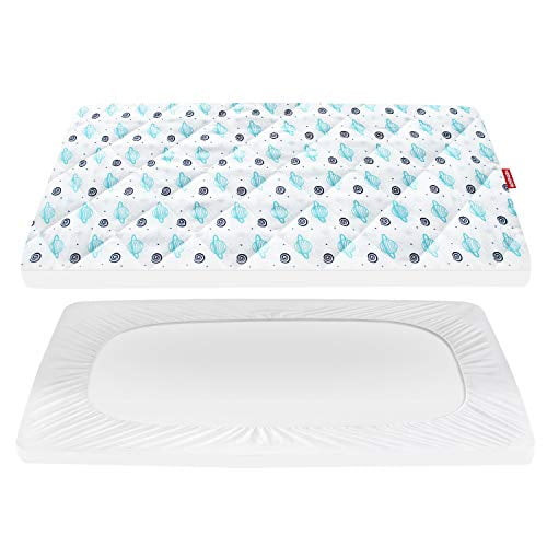 Pack And Play Mattress Pad Cover Quilted, Breathable Thick Play Yard Playpen Sheets, Lovely Print Mattress Pad Cover 39"x27"x5" Fit Baby Portable Mini Cribs, Graco Play Yards And Foldable Ma