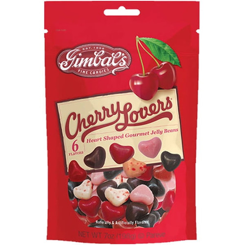 Gimbal's Cherry Lovers Heart Shaped Jelly Beans, 7oz.