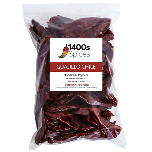8oz Guajillo Stemless Chile, Whole Dried Red Chile Mexican Peppers By 1400s Spices