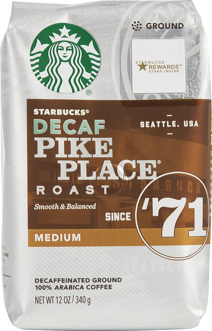 Starbucks Ground Coffee Decaf Medium Roast Pike Place Roast -- 12 Oz