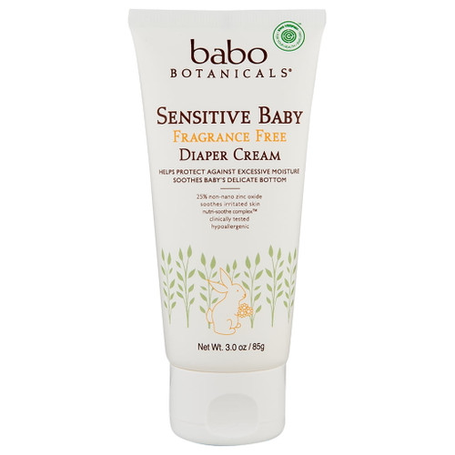 Babo Botanicals Sensitive Baby Zinc Diaper Cream Fragrance Free 3 Oz