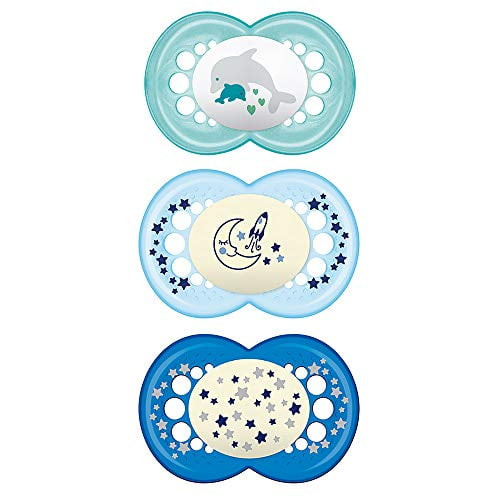 Mam Day & Night Pacifier Value Pack (1 Day & 2 Night Pacifiers), Mam Pacifiers 16 Plus Months, Best Pacifier For Breastfed Babies, Glow In The Dark Pacifier For Boys