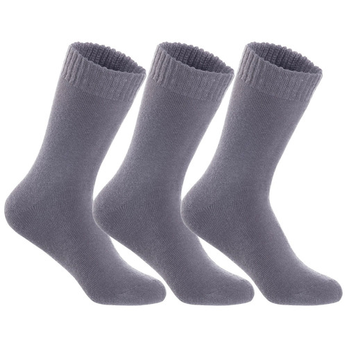 Lian Lifestyle Fantastic Children's 3 Pairs Wool Crew Socks Super Comfortable, Soft, And Durable Lk0601 Size 6y-8y Grey