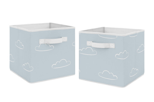 Vintage Airplane Blue Clouds Fabric Storage Bin (set Of 2) By Sweet Jojo Designs