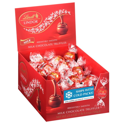 Lindt Lindor Milk Chocolate Truffles, Milk Chocolate Candy With Smooth, Melting Truffle Center, Great For Gift Giving, 25.4 Oz., 60 Count