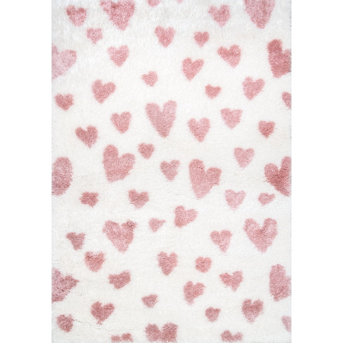 Nuloom Olivia Heart Nursery Shag Area Rug, 7' 10" X 10', Pink