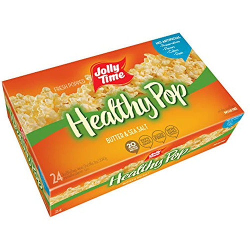 Jolly Time Premium Flavored Microwave Popcorn, Gluten Free, Gourmet Bulk Box, 24 Count (healthy Pop - Butter & Sea Salt)