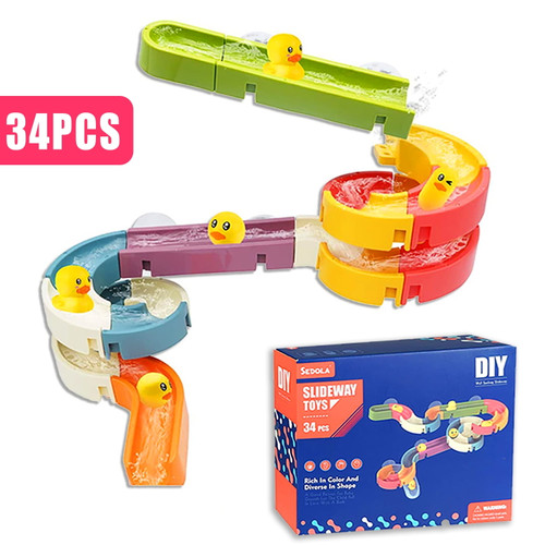 Fanl Bath Toys Water Balls Tracks, Wall Bathtub Toy Slide For Toddlers, 34 Pcs Diy Take Apart Set Bathroom Shower Toys