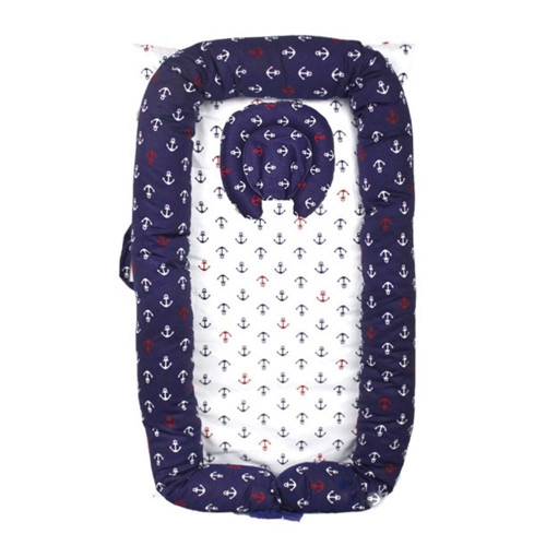 Nogis Baby Lounger Bed, Baby Nest Co Sleeping With Newborn, Breathable, Adjustable Infant Bassinet Bed With Soft Cotton Fabric (blue Captain)