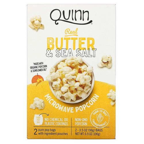Quinn Foods Microwave Popcorn Butter & Sea Salt 2 Bags