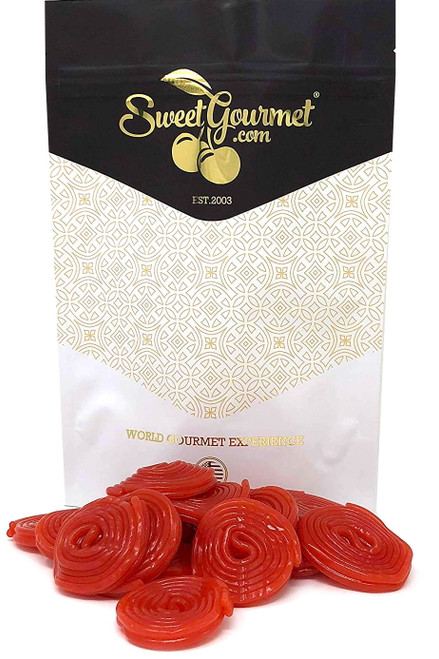 Sweetgourmet Italian Strawberry Licorice Wheels | Bulk Candy | 1 Pound