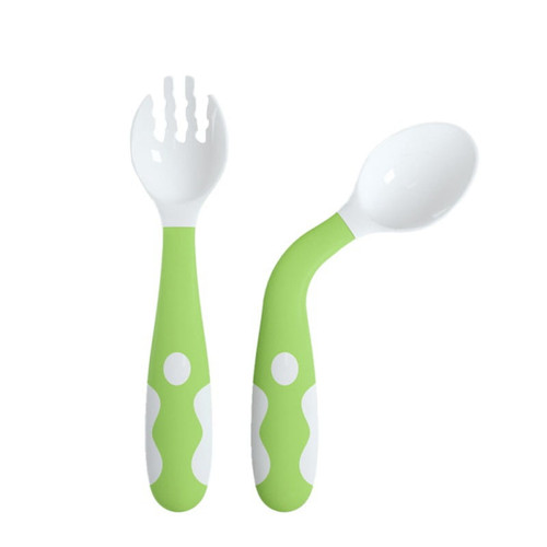 Ardorlove Children Curved Handle Easy Grip Feeding Spoon Fork Set