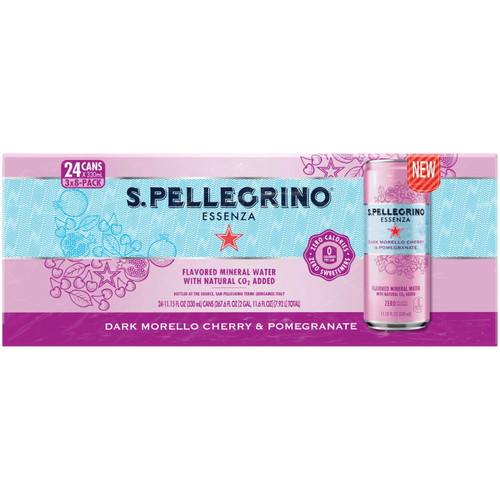 S.pellegrino Essenza Dark Morello Cherry And Pomegranate Flavored Mineral Water With Natural Co2 Added, 267.6 Fl Oz