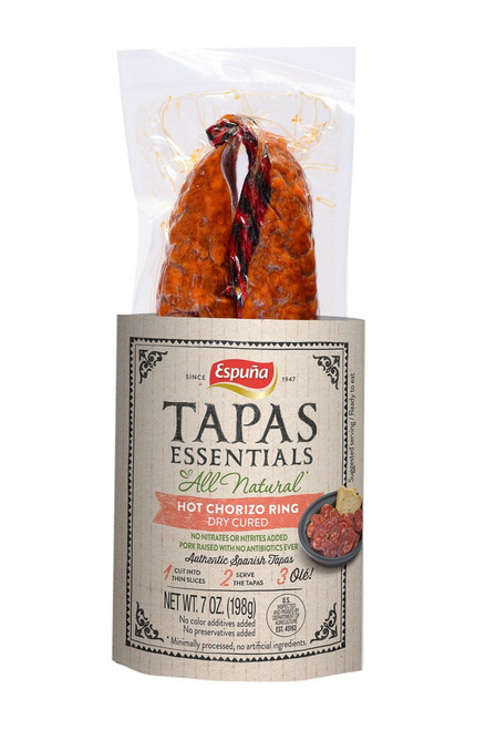 Hot Chorizo Ring (sarta) - Spanish Chorizo For Authentic Tapas 7oz | Espuña