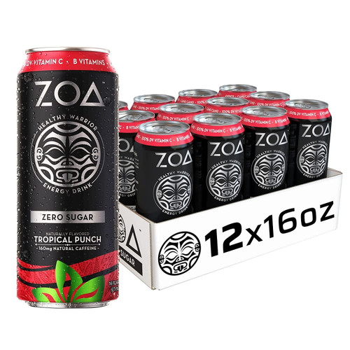 Zoa Energy Drinks - Tropical Punch 16oz (12-pack)