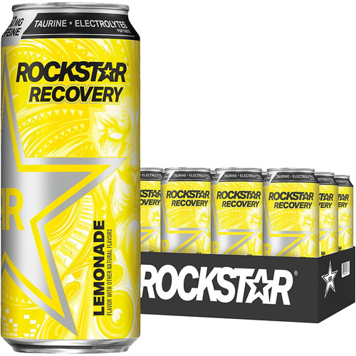 Rockstar Energy Drink Recovery Lemonade, 16oz Cans (12 Pack) (packaging May Vary)