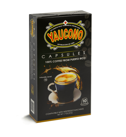 Yaucono Capsules 100 Percent Coffee From Puerto Rico Compatible With Nespresso Machines, 10 Count (pack 1)