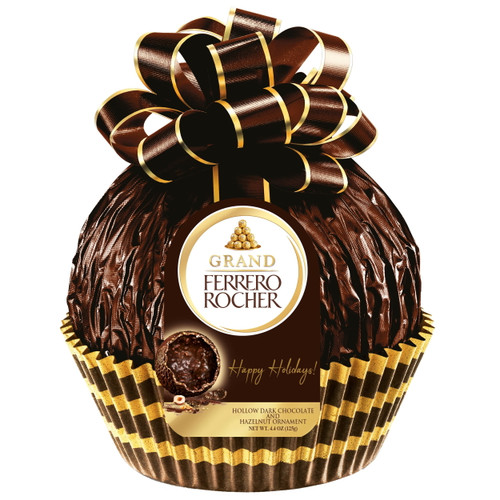 Grand Ferrero Rocher Premium Gourmet Dark Chocolate Hazelnut, Great Holiday Gift Box, 4.4 Oz